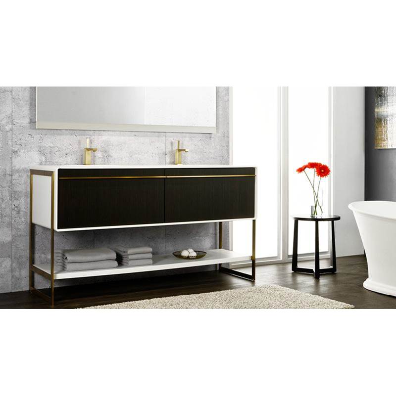 WETSTYLE Deco Vanity Floormount 48'' - Wlw Config Oak Wenge And White Matte Lacquer - Brushed Steel