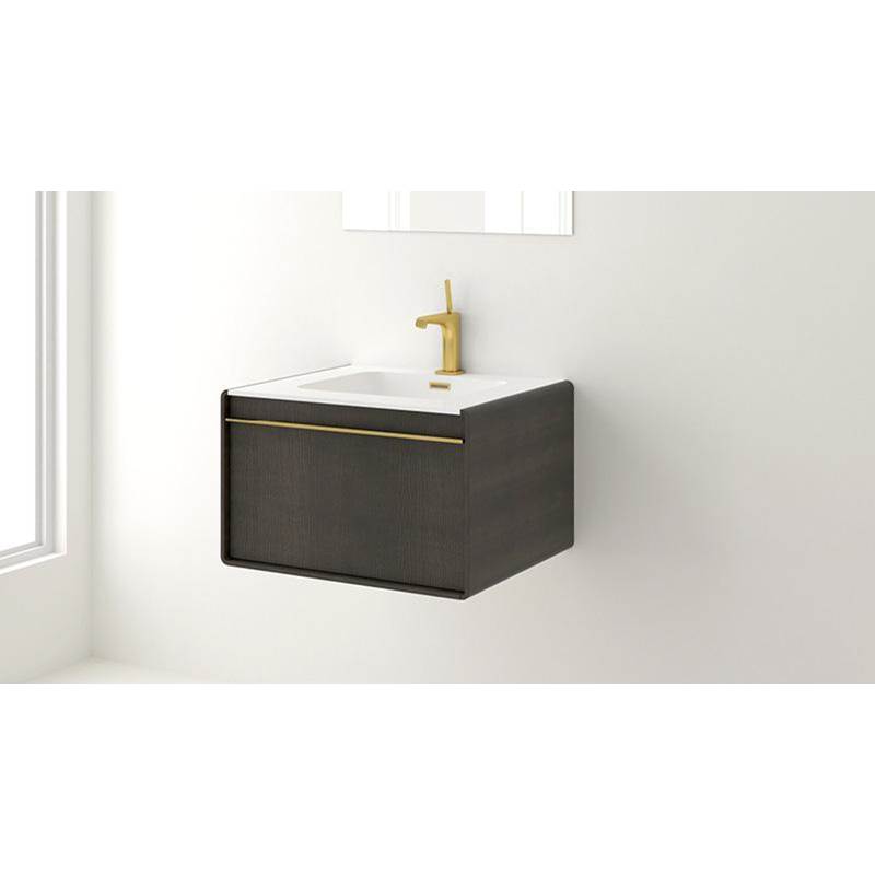 WETSTYLE Deco Vanity Wallmount 60'' - Wl Config Oak Black And White Matte Lacquer - Satin Brass Metal