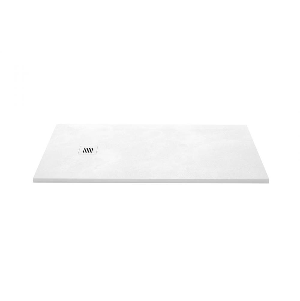 WETSTYLE Shower Base - Feel - 60 X 32 - End Drain - White Concrete - 1 Cut
