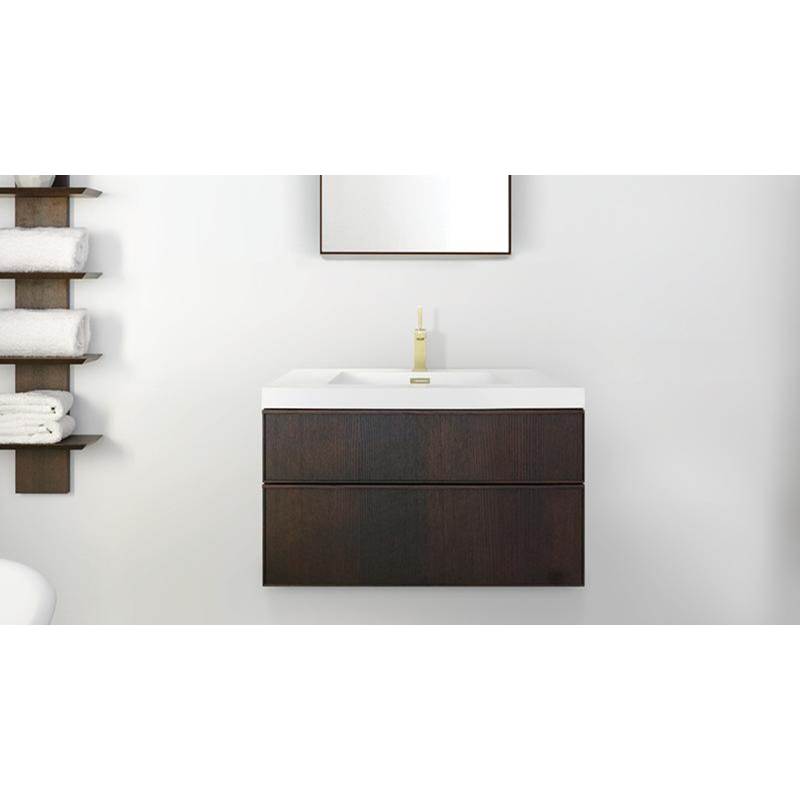 WETSTYLE Furniture Frame Linea Metro Serie - Vanity Wall-Mount 36 X 18 - 2 Drawers, Horse Shoe Drawers - Walnut Natural No Calico
