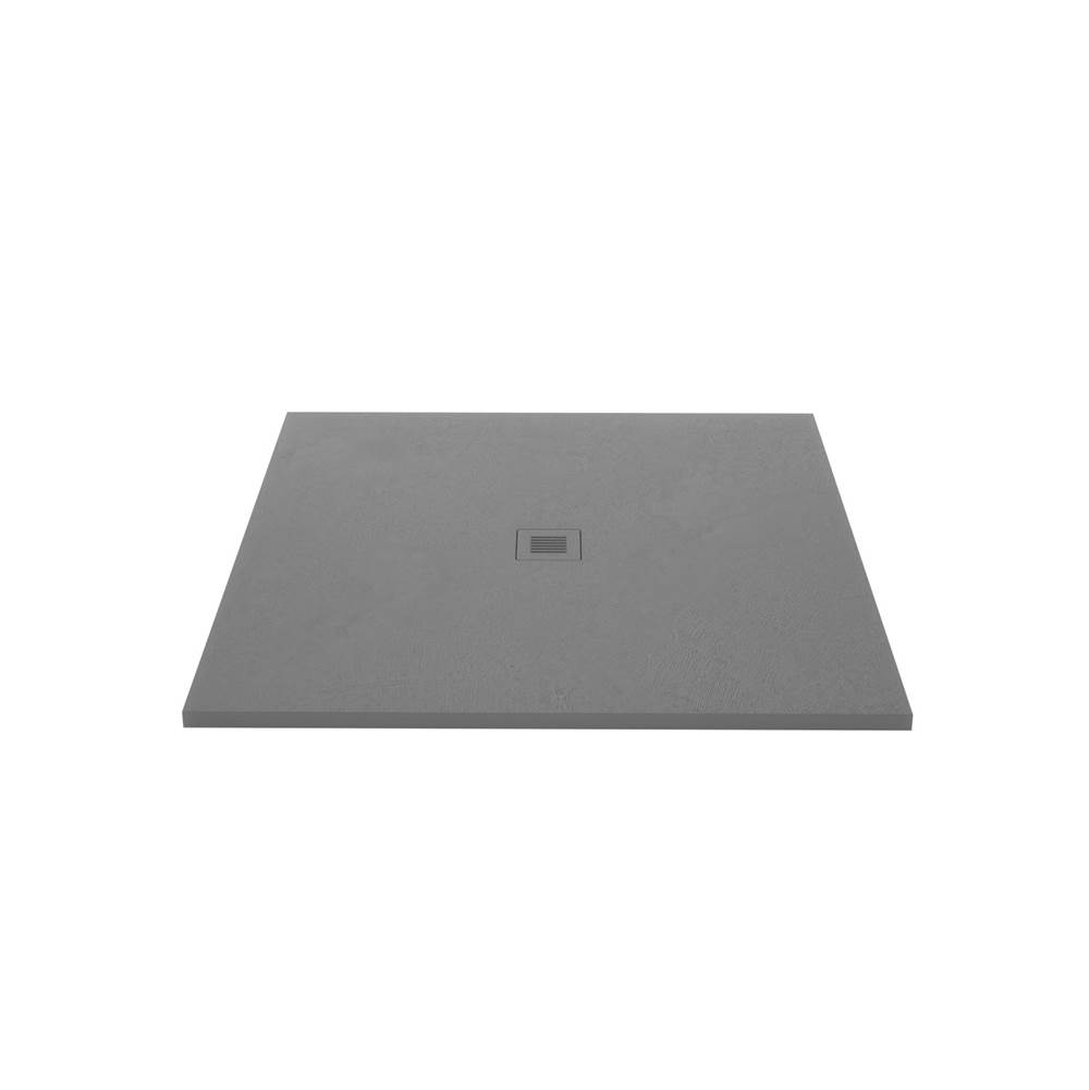 WETSTYLE Shower Base - Feel - 48 X 48 - Center Drain - Grey Concrete - 4 Cuts