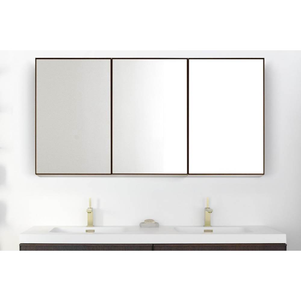WETSTYLE Furniture Frame Linea  -  Mirror Cabinet 60'' Right -  Wood Side Panels -  Oak Smoked -  Defog -  Led